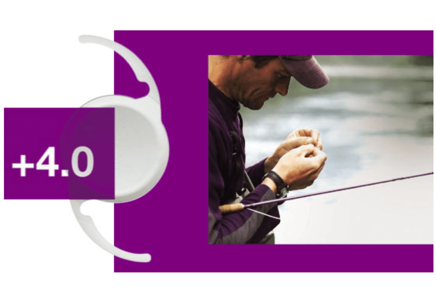 Homme arrangeant un hameçon grâce à la lentille intraoculaire multifocale Technis d'addition +4.00